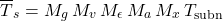 \begin{equation*} \tsurfg  = M_g\,M_v\,M_\emis \, M_\albedo \, M_x \, T_\mathrm{subn} \end{equation*}