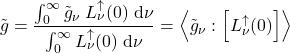 \begin{equation*} \nghe = \frac{ \int_0^\infty \nghe_{\nu}\; L^\uparrow_{\nu}(0)\; \dd\nu}{\int_0^\infty L^\uparrow_{\nu}(0)\; \dd\nu} = \exw{\nghe_{\nu}}{L^\uparrow_{\nu}(0)} \end{equation*}