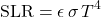 \begin{equation*} \SLR = \emis \, \sigma \, T^4 \end{equation*}