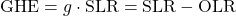 \begin{equation*} \GHE = g\cdot\SLR = \SLR - \OLR \end{equation*}