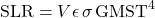 \begin{equation*} \SLR = V\emis \, \sigma \, \GMST^4 \end{equation*}