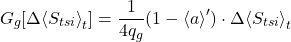 \begin{equation*} \changetermg{\Delta\ex{\tsi}_t} = \frac{1}{4\qg} (1-\avg{\albedo})  \cdot \Delta\ex{\tsi}_t  \end{equation*}