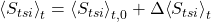 \ex{\tsi}_t = \ex{\tsi}_{t,0}  + \Delta\ex{\tsi}_t