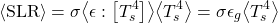 \begin{equation*}  \ex{\SLR} = \sigma \exw{\emis}{\tsurf^4} \ex{\tsurf^4} =  \sigma \glob{\emis} \ex{\tsurf^4}  \end{equation*}