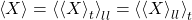\begin{equation*}  \ex{X} = \ex{\ex{X}_t}_\loc = \ex{\ex{X}_\loc}_t \end{equation*}